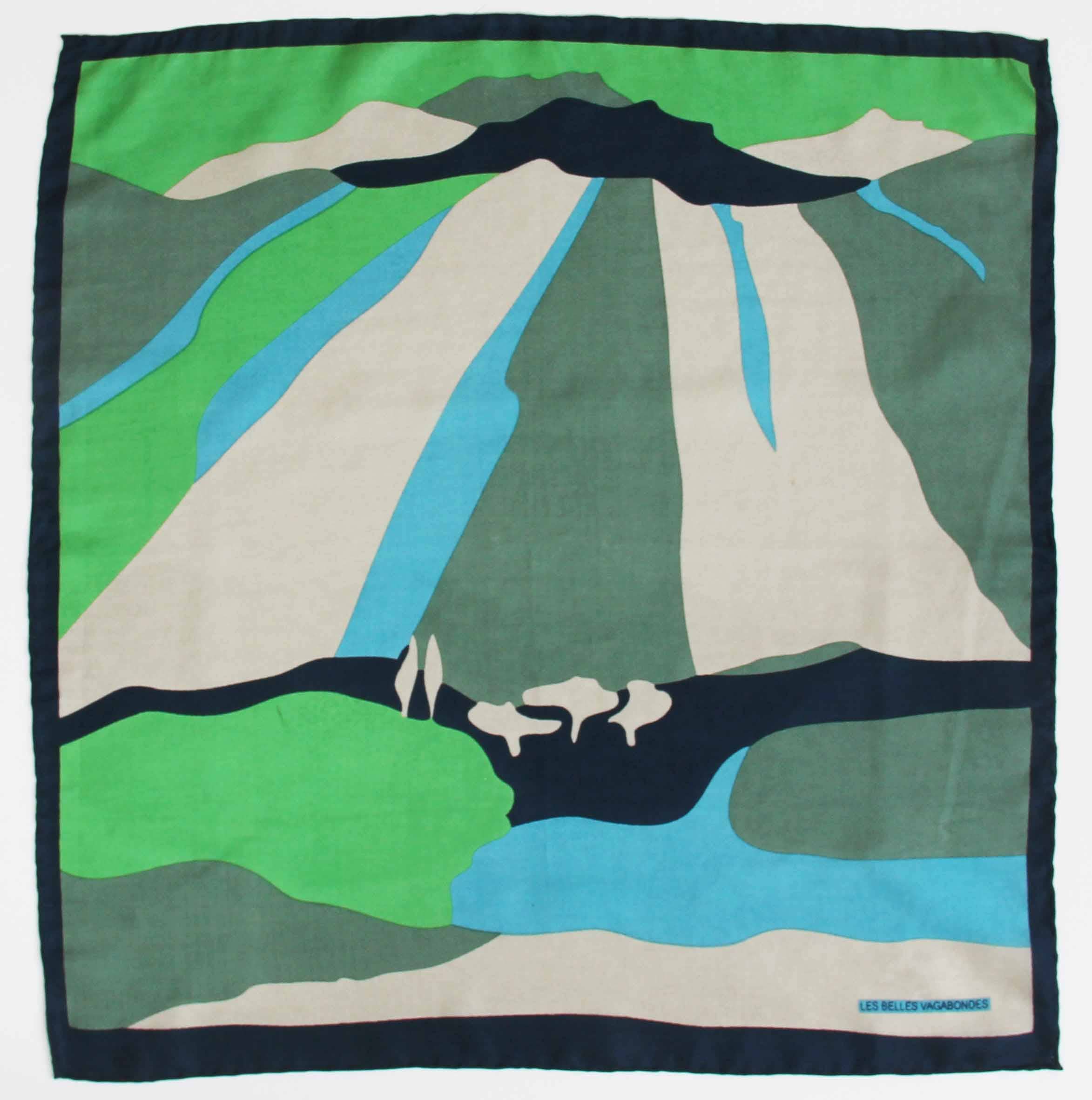 Mini Vivaro Silk Scarf by Les Belles Vagabondes | Green | Hand-Drawn in France