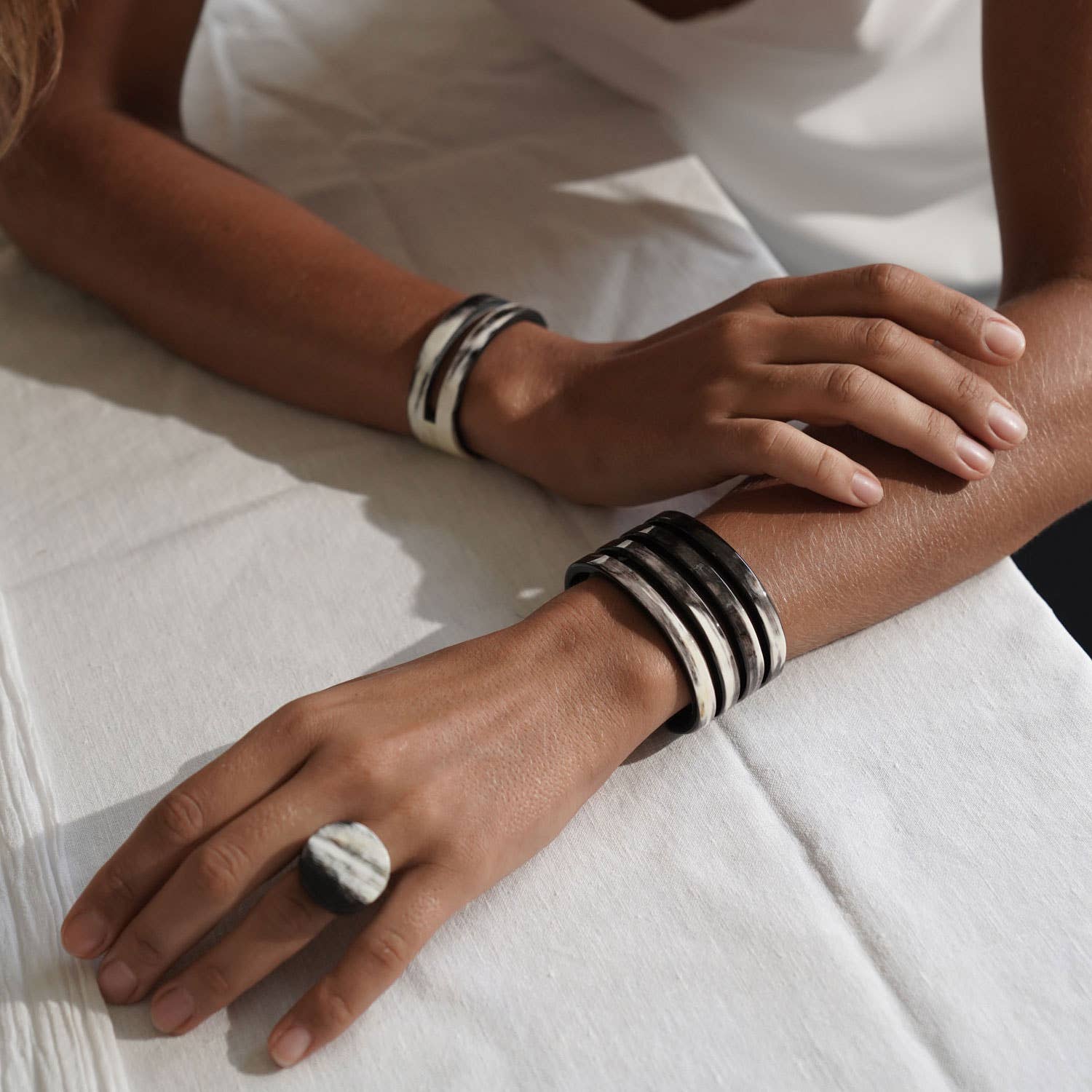 Black Natural Ribbed Horn Cuff by Branch Jewellery