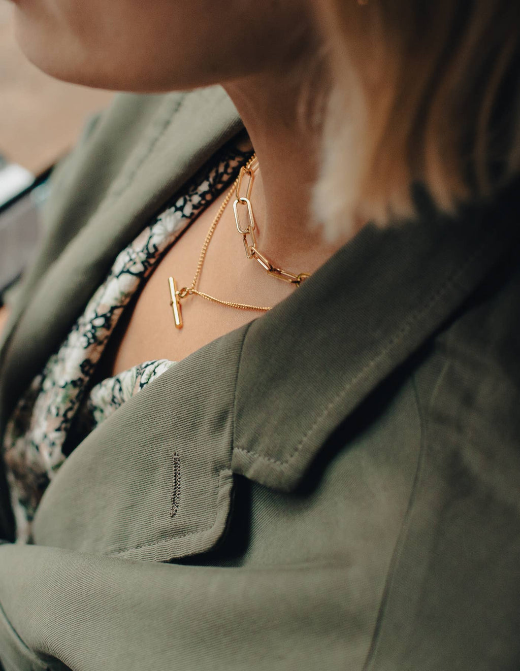 Gold Chunky Chain Link Necklace by Nordic Muse, Waterproof