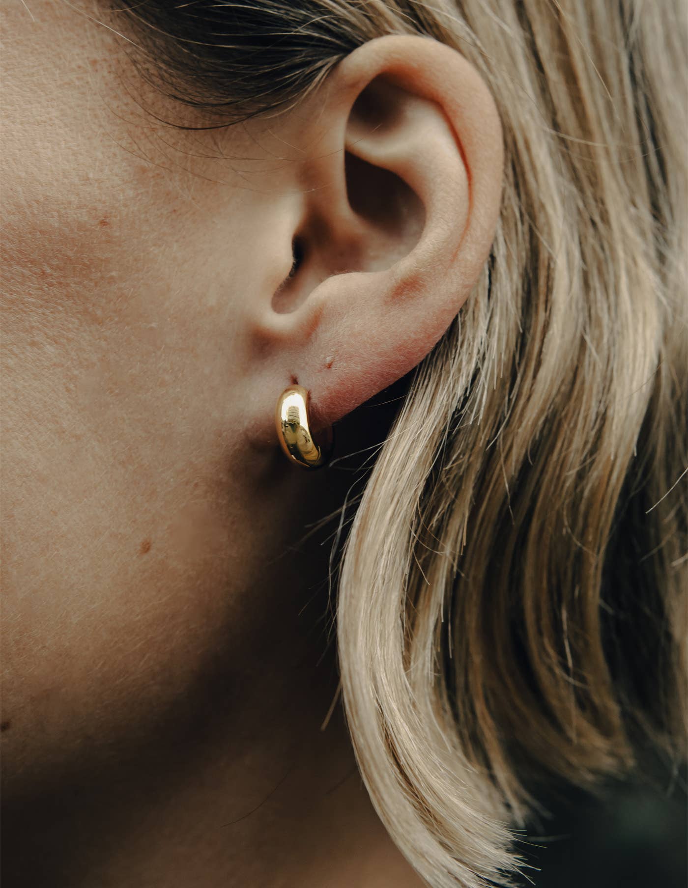 Gold Small Leverback Bold Hoop Earrings by Nordic Muse