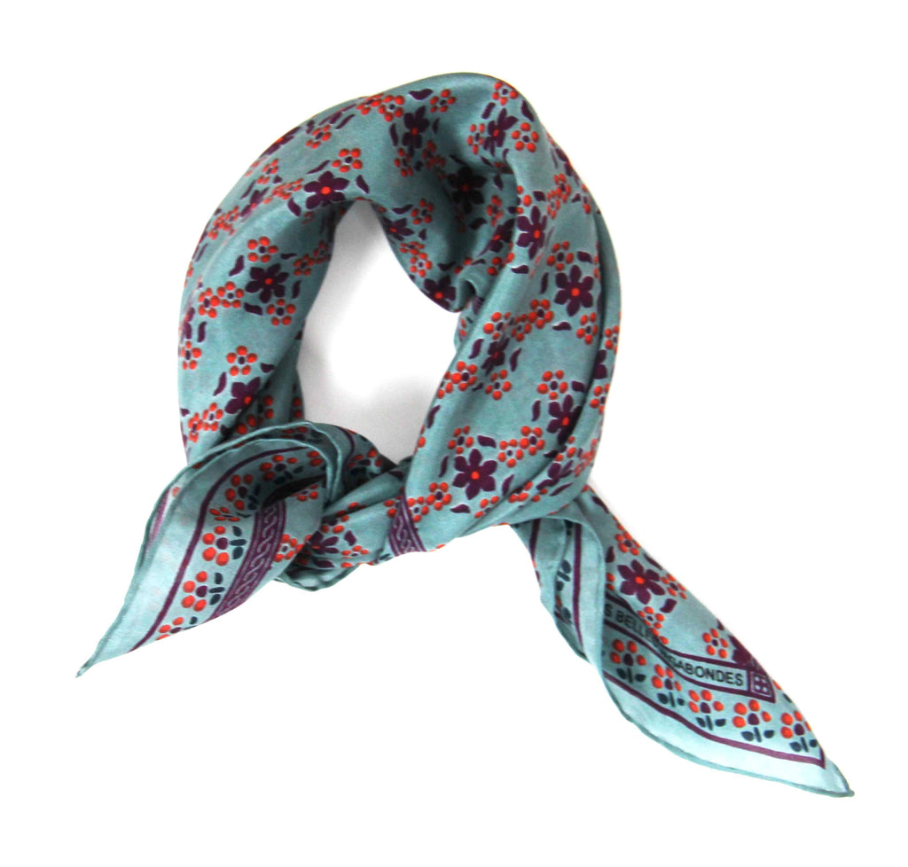 Mini Natasha Silk Scarf by Les Belles Vagabondes | Prune Purple | Hand-Drawn in France