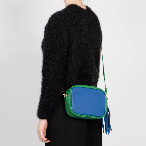 Beau Italian Leather Crossbody Bag by Sarta - Blue/Green