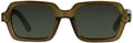 Khaki green sunglasses with a brown frame and dark lenses on a white background