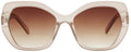 Beige sunglasses with brown gradient lenses on a white background