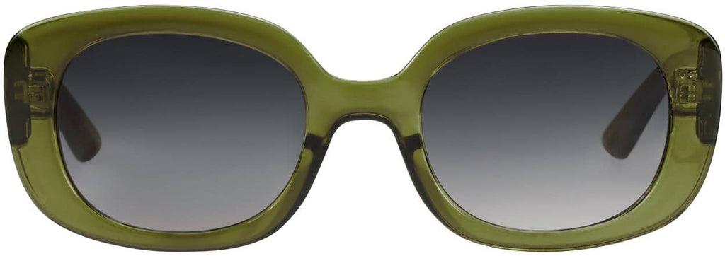 Green sunglasses with a gradient lens on a white background