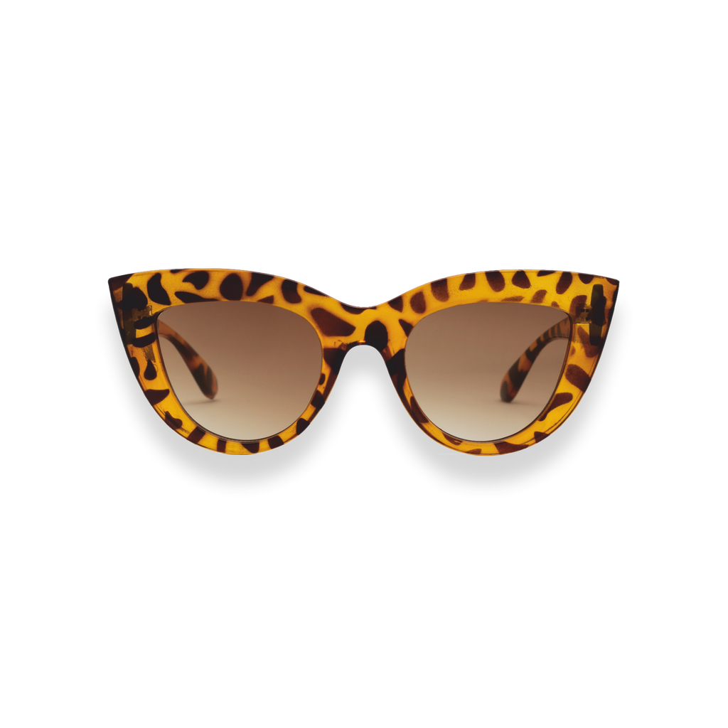 Sunglasses with leopard print frame on a white background