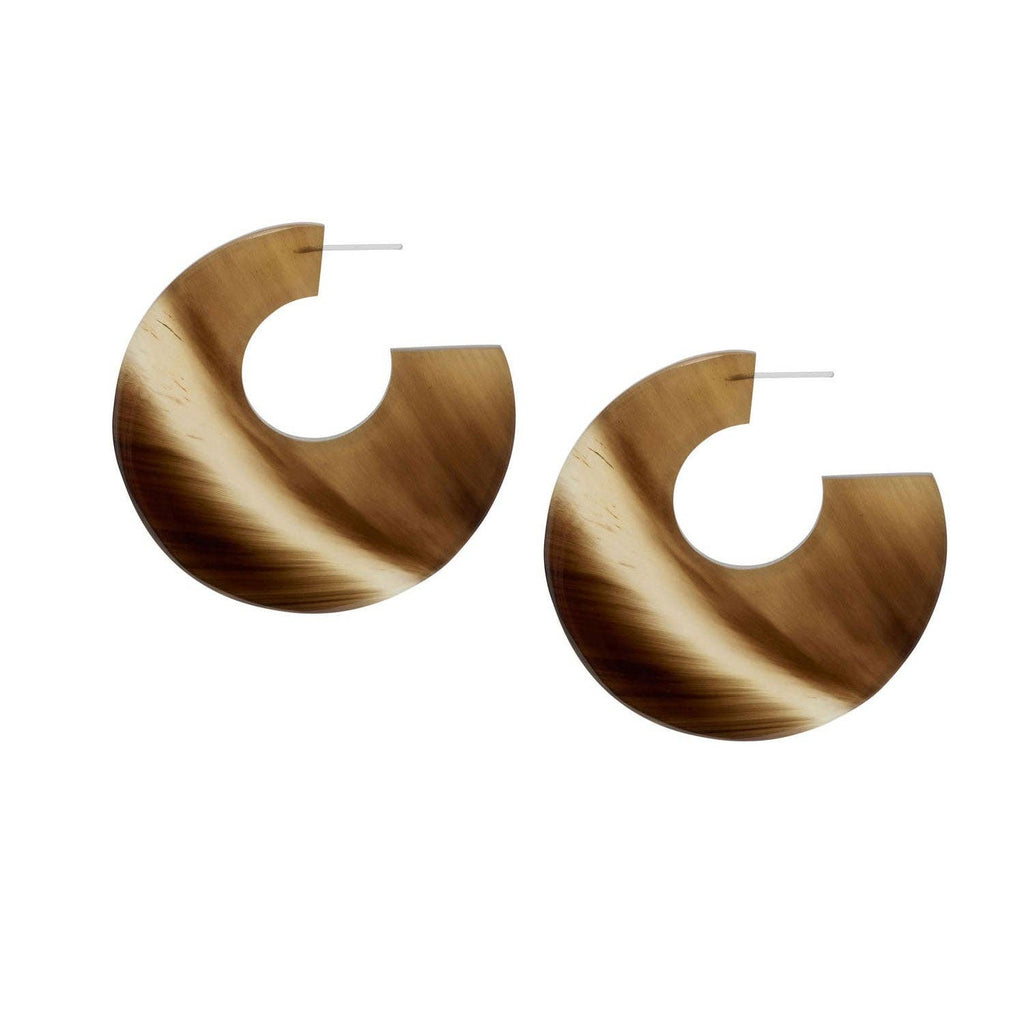 Brown Flat Large Hoop Earrings by Branch Jewellery