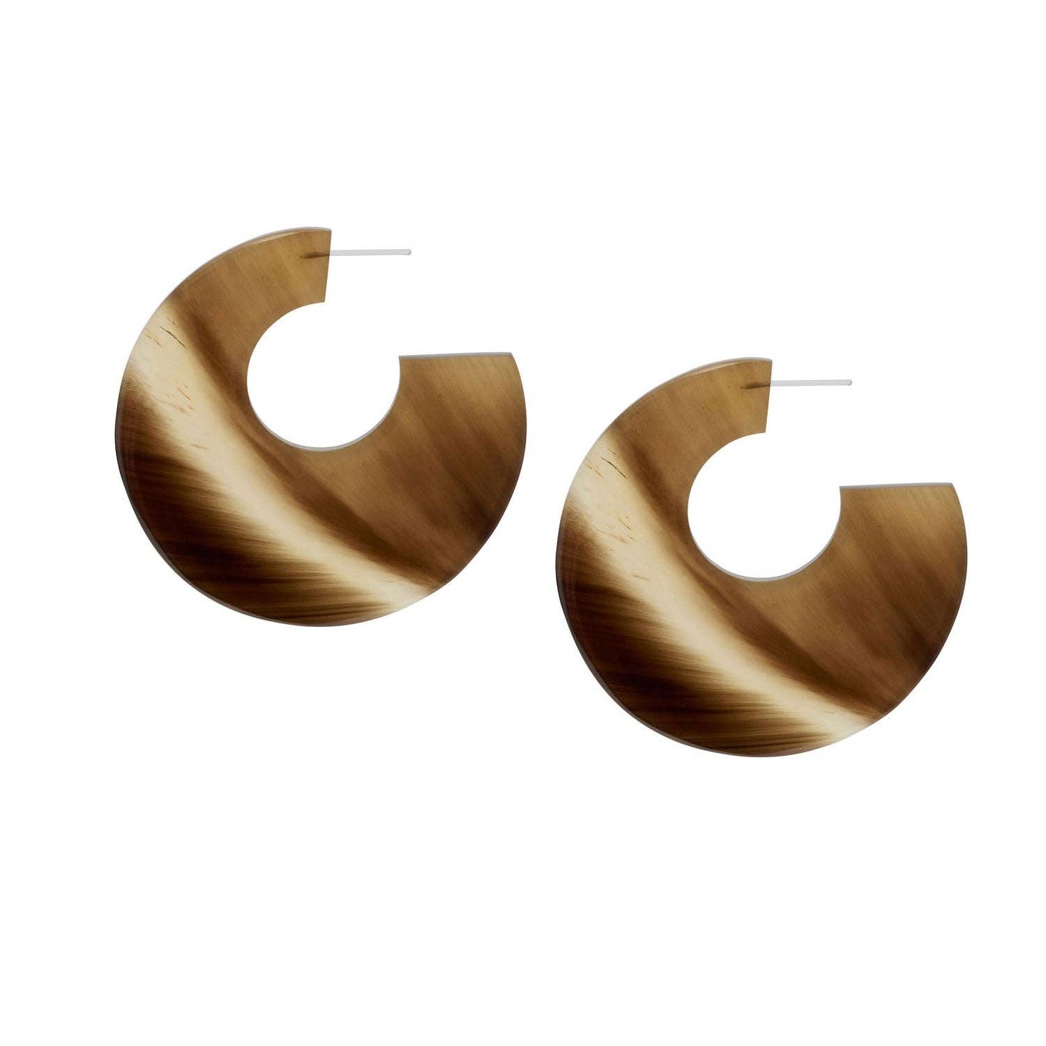 Brown Flat Large Hoop Earrings by Branch Jewellery