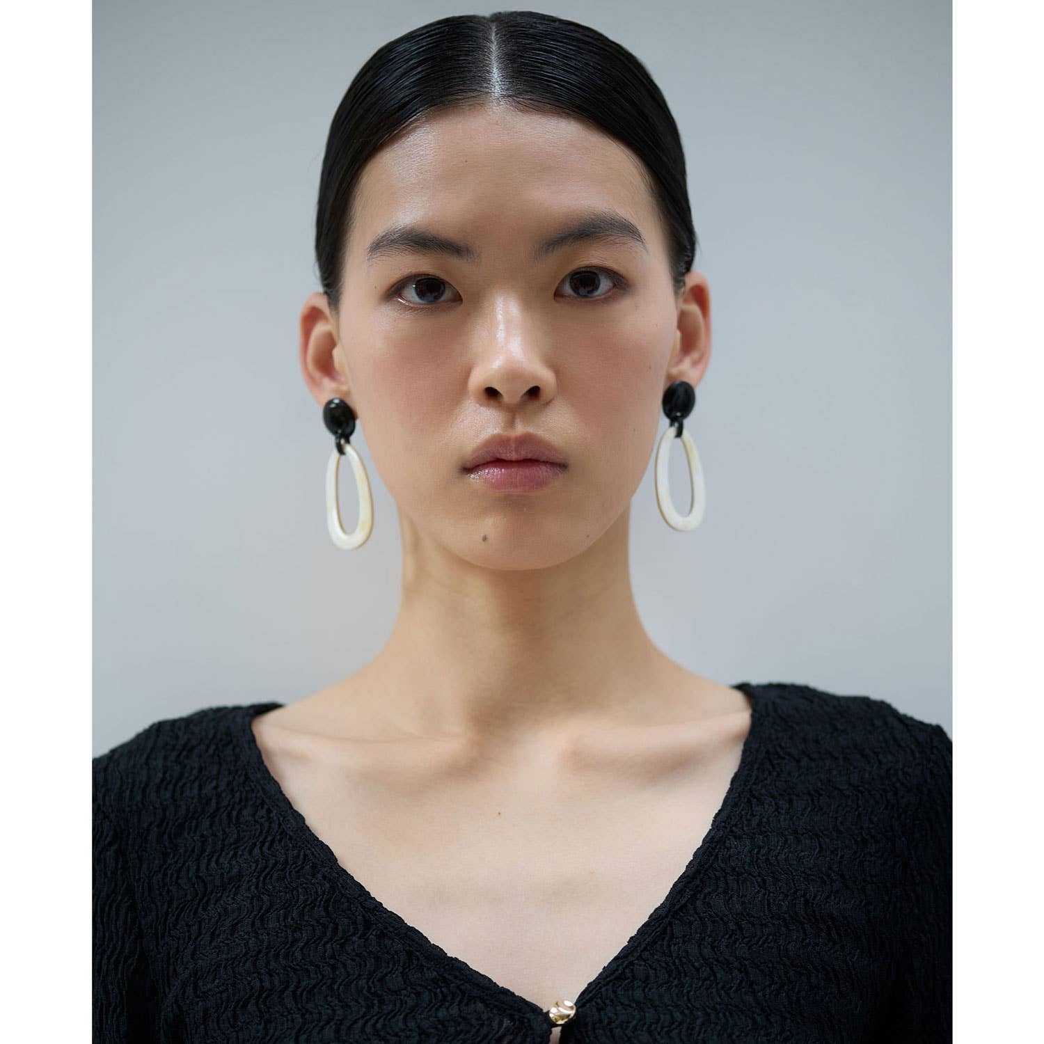 Oval Link Horn Drop Earring by Branch Jewellery | White Natural