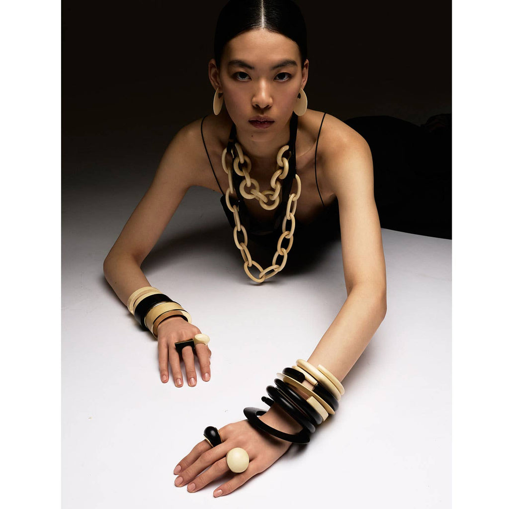 White Wood Wrap Over Bangle by Branch Jewellery | M