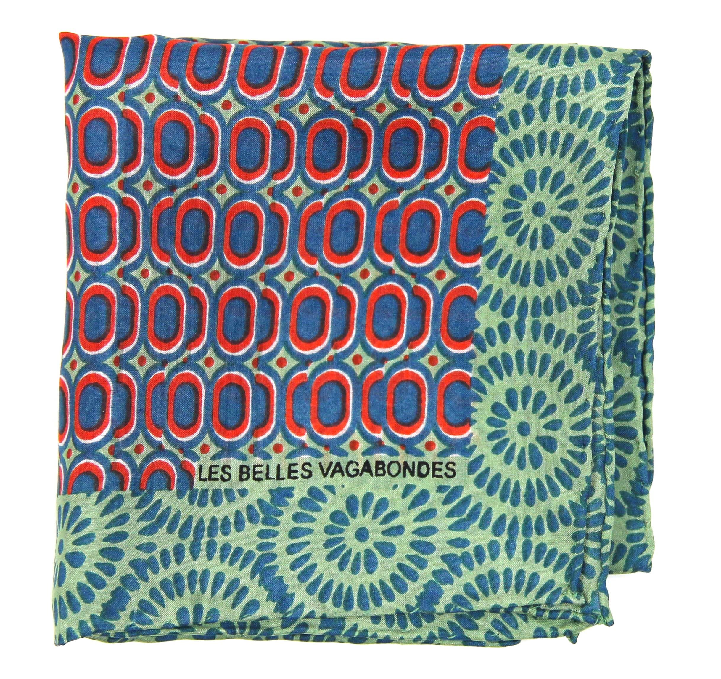 Mini Tempo Silk Scarf by Les Belles Vagabondes | Khaki | Hand-Drawn in France