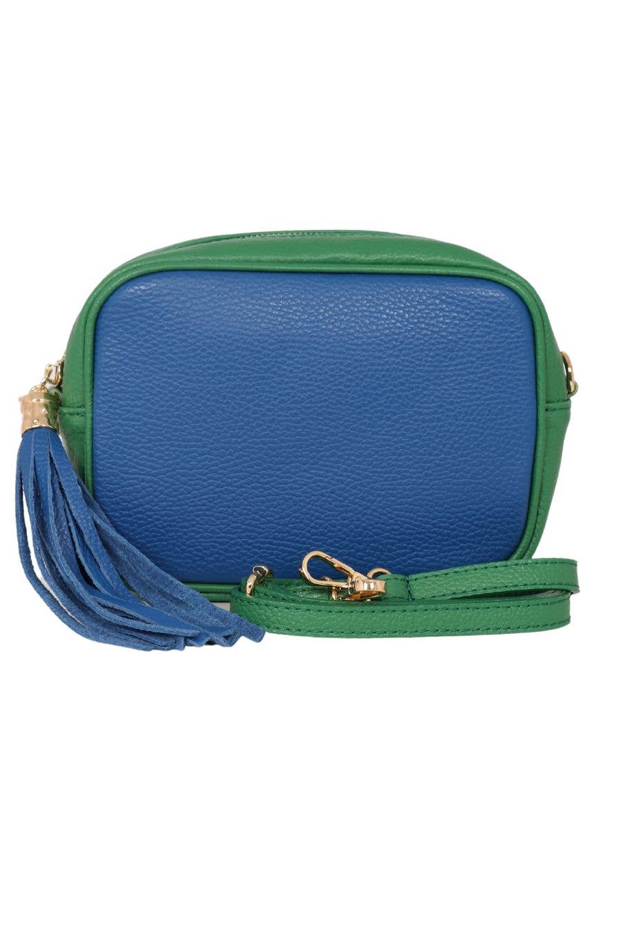 Beau Italian Leather Crossbody Bag by Sarta - Blue/Green