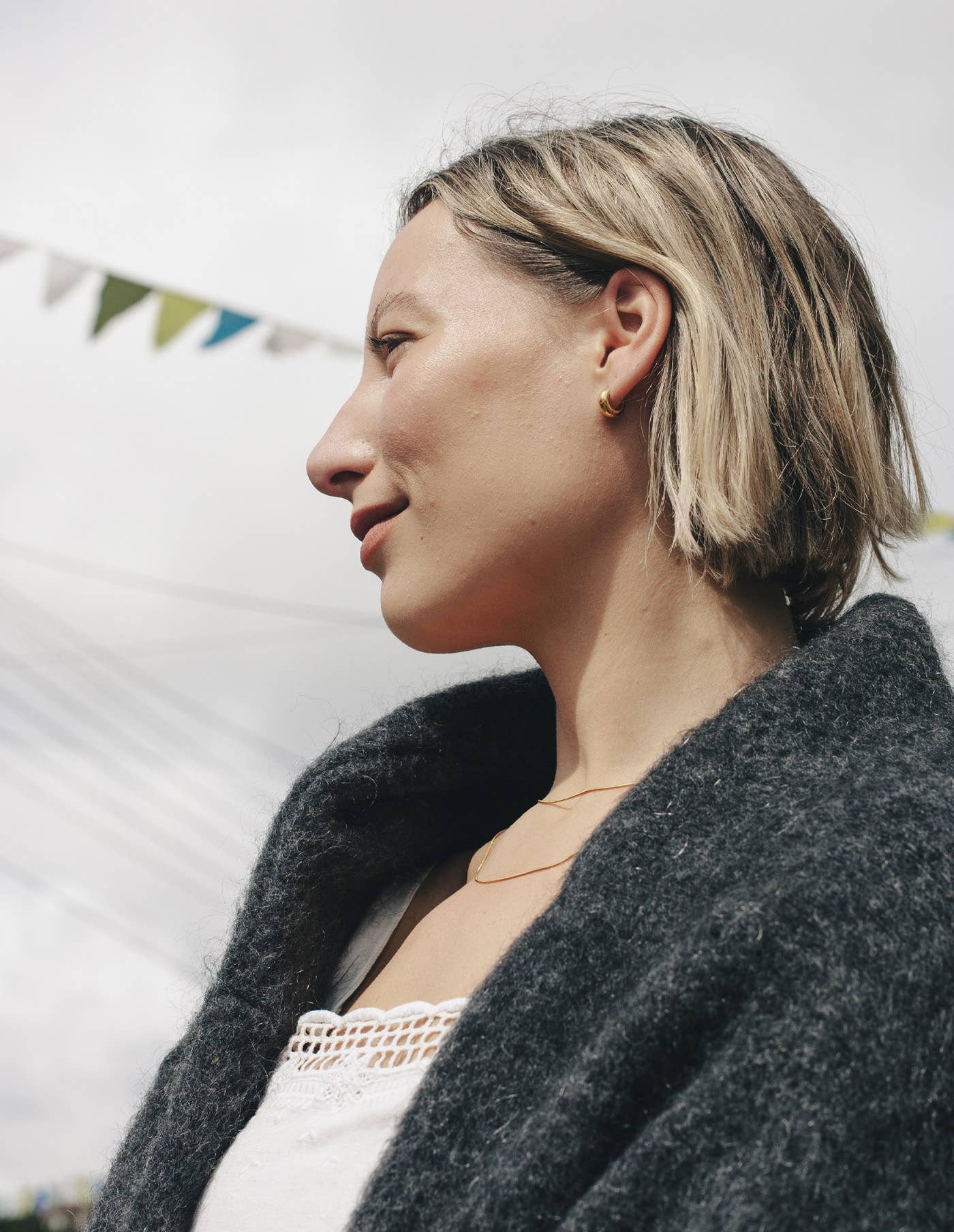 Gold Small Leverback Bold Hoop Earrings by Nordic Muse