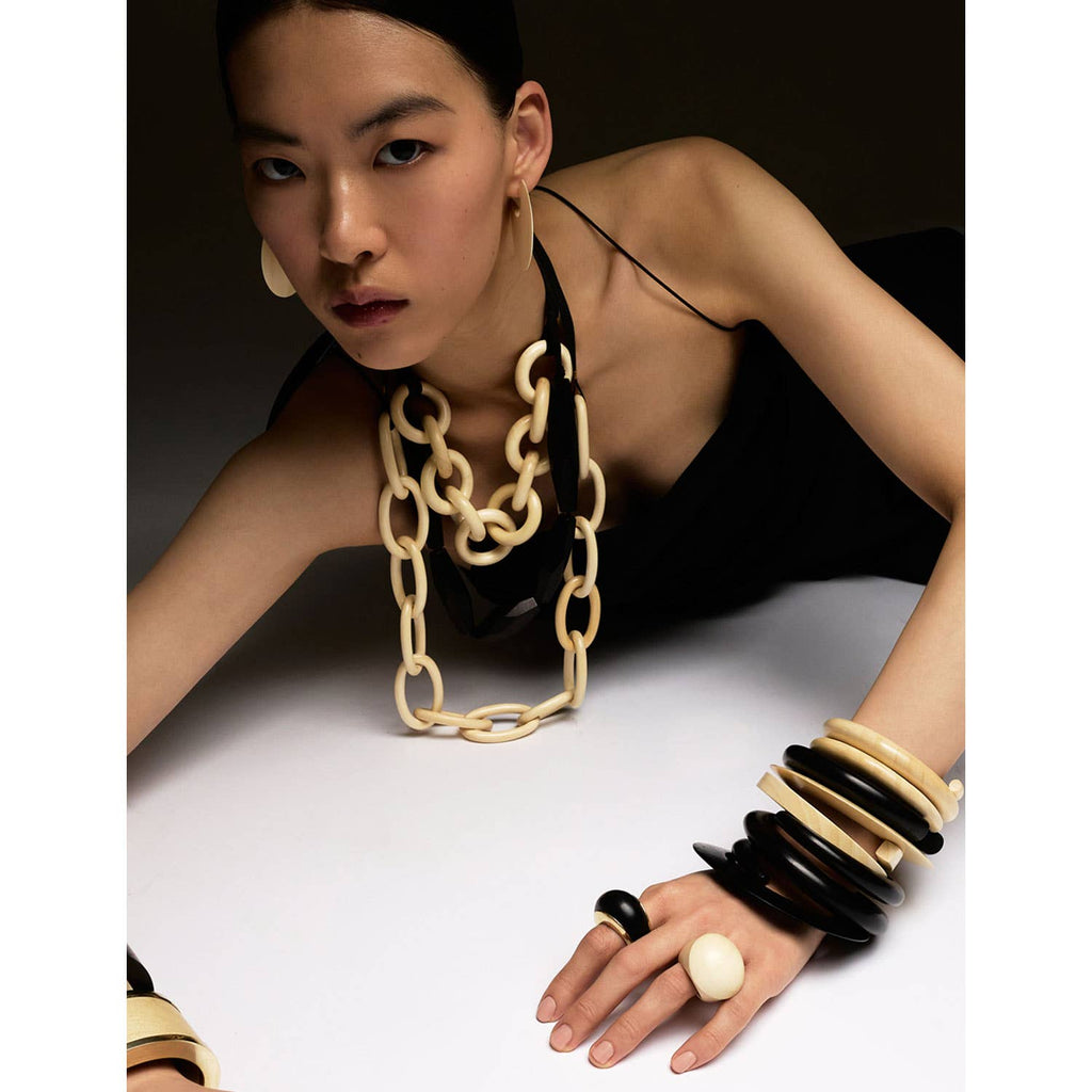 White Wood Wrap Over Bangle by Branch Jewellery | M