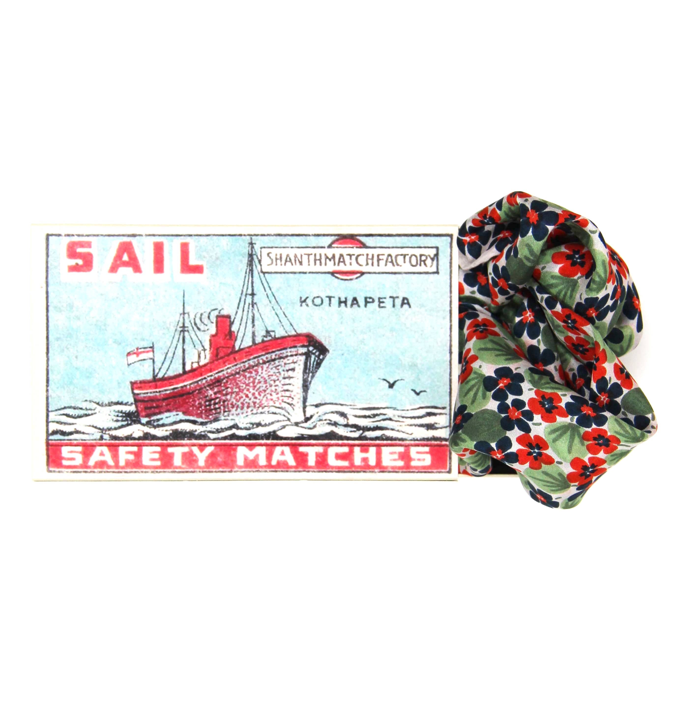 Mini Capucine Silk Scarf by Les Belles Vagabondes | Marine | Hand-Drawn in France