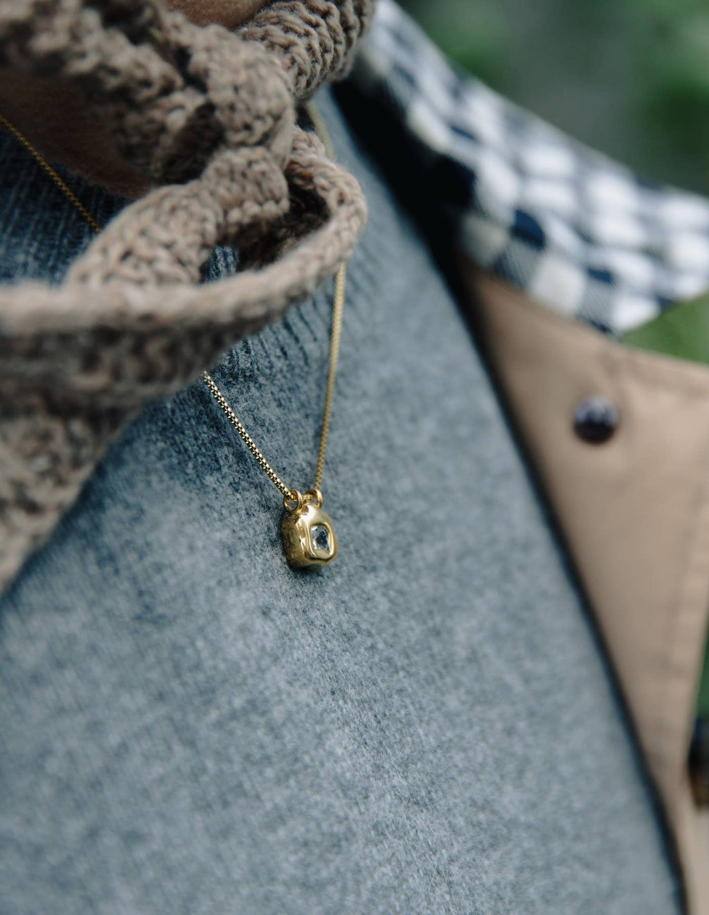 Gold Fluid Pendant Necklace by Nordic Muse, Waterproof