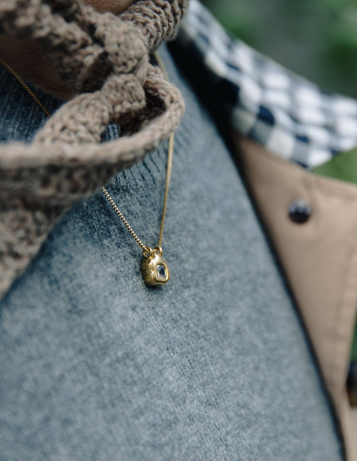 Gold Fluid Pendant Necklace by Nordic Muse, Waterproof