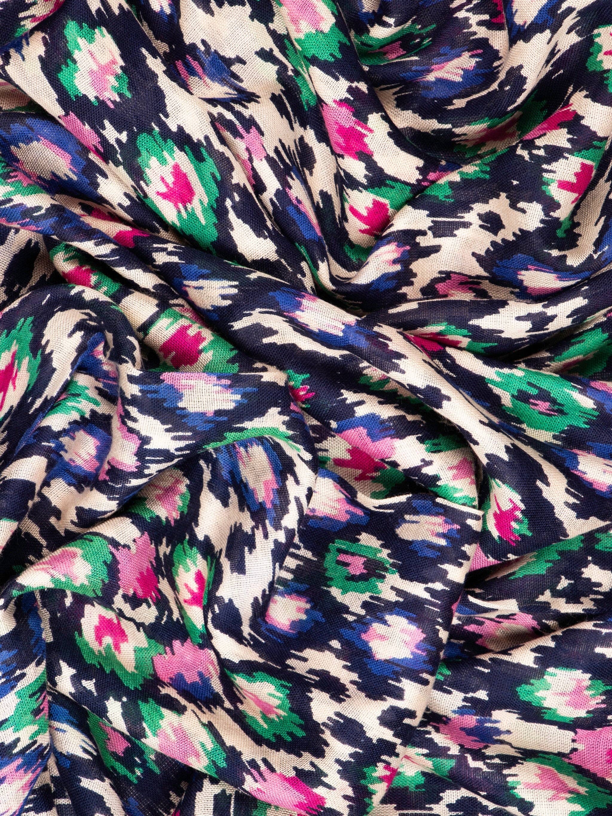 Belle Lightweight Scarf by Sarta - Navy Blue, Abstract Spot