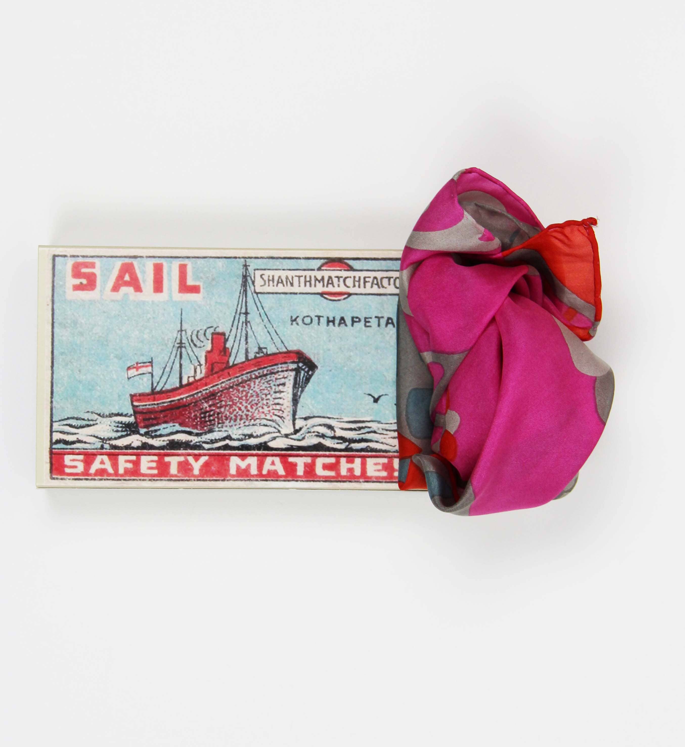 Mini Sakura Silk Scarf by Les Belles Vagabondes | Fuchsia | Hand-Drawn in France