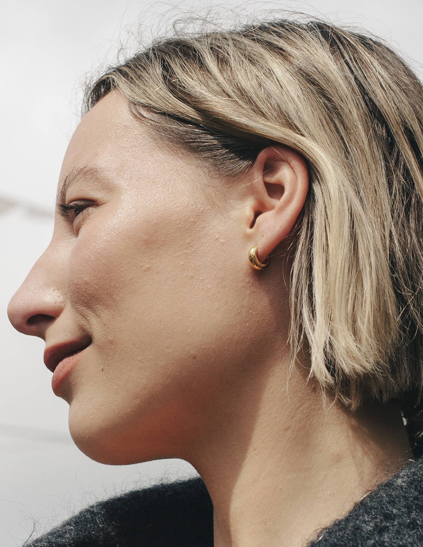 Gold Small Leverback Bold Hoop Earrings by Nordic Muse