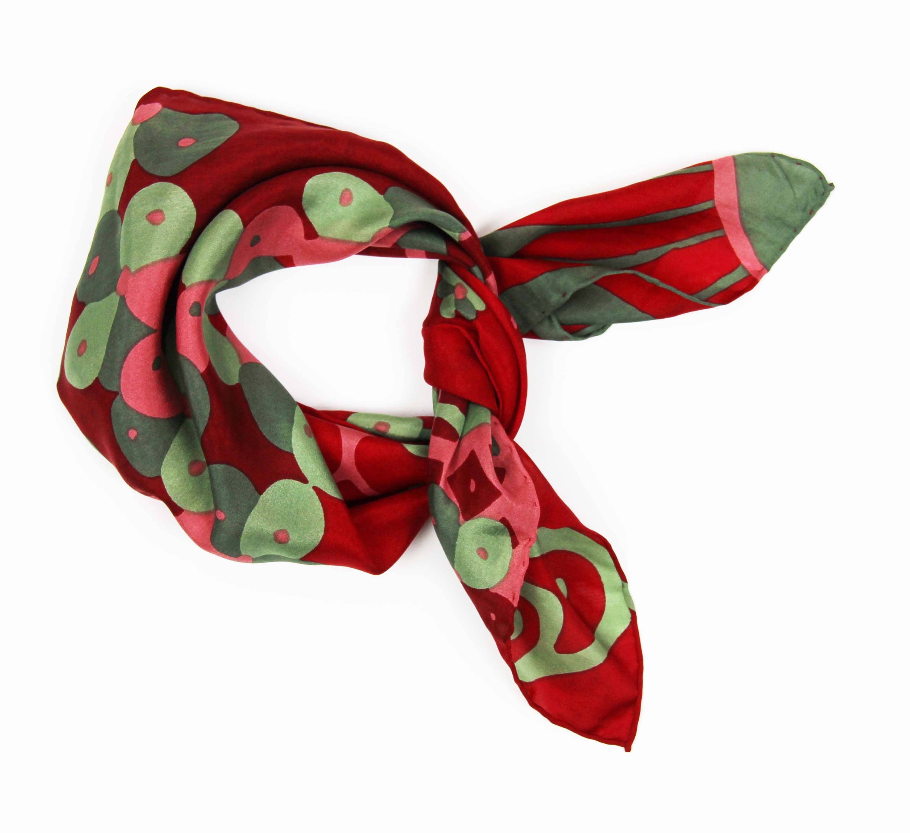 Mini Sakura Silk Scarf by Les Belles Vagabondes | Red | Hand-Drawn in France