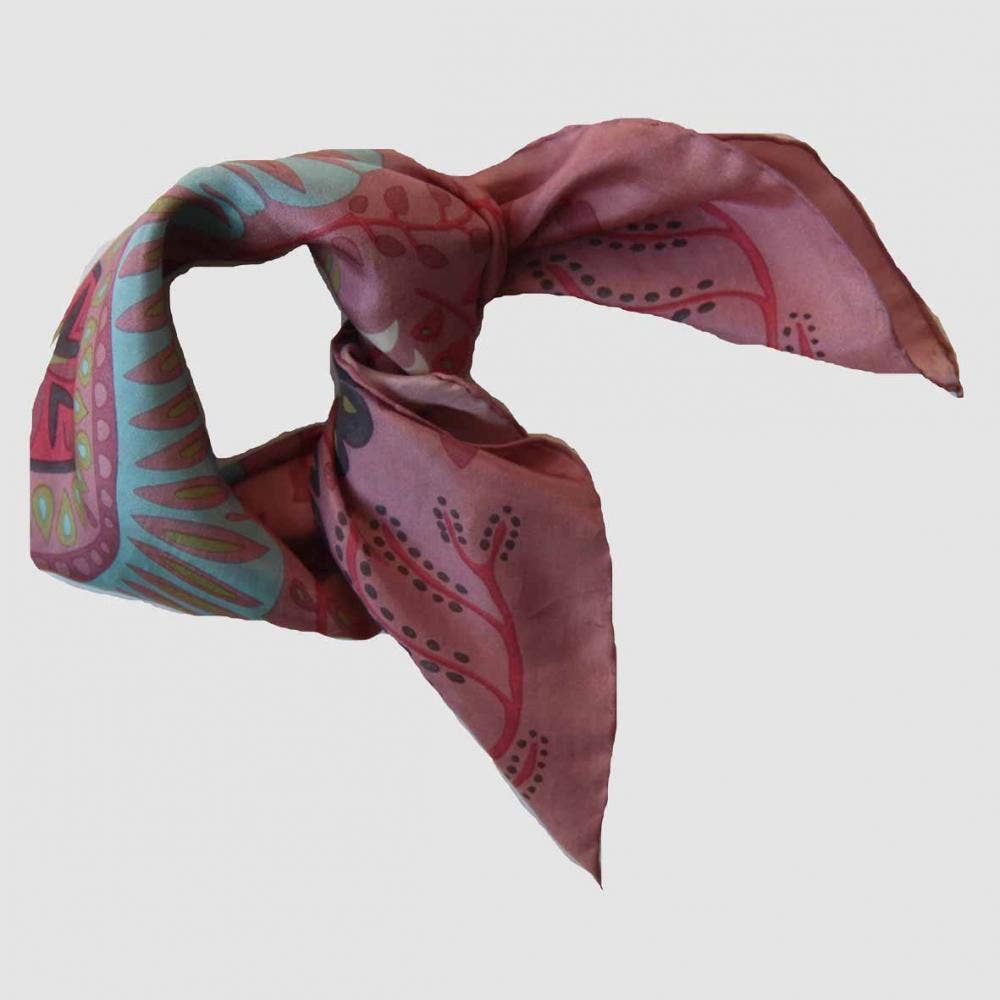 Colorful patterned headscarf on a white background