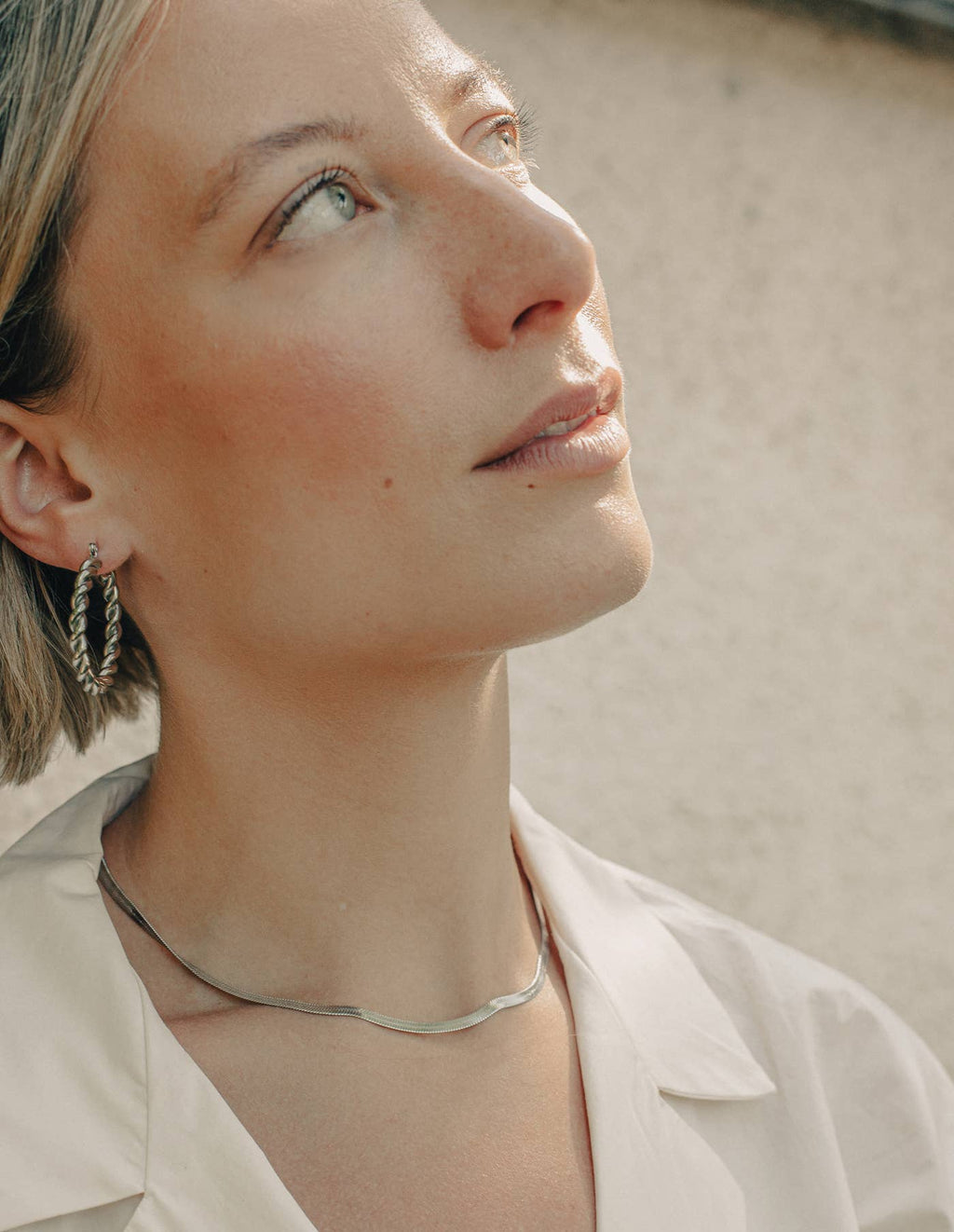 Silver Snake Chain Choker Necklace by Nordic Muse, Waterproof